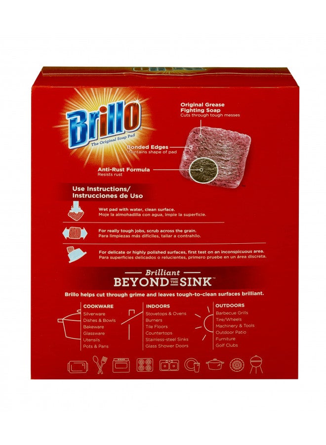 Brillo وسادات صابون الصوف الفولاذي بريللو، تدوم طويلاً، رائحة أصلية للتنظيف، 18 قطعة (أصلي، 18 قطعة (عبوة من 1)) - Image 3