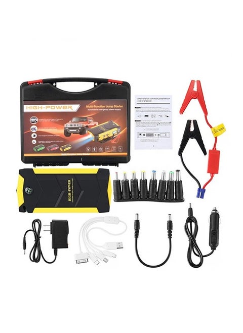 Power Bank 82800 mAh Multi-use with car air blower featuring 4 USB outputs for charging devices