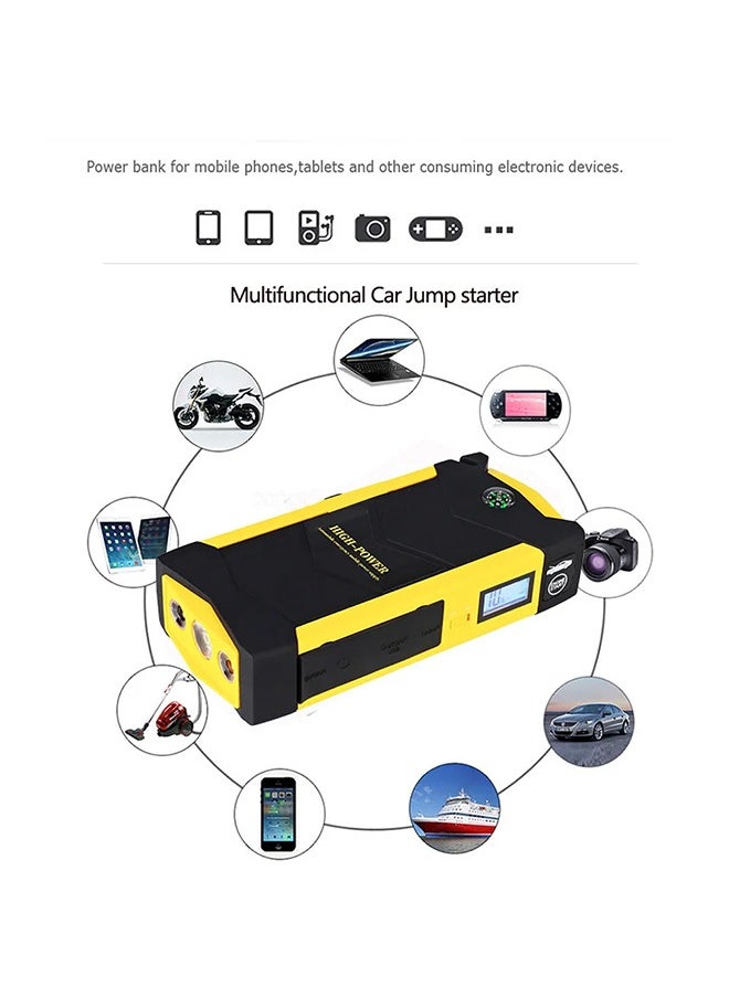 Power Bank 82800 mAh Multi-use with car air blower featuring 4 USB outputs for charging devices