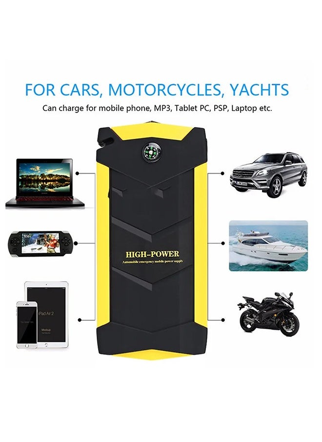 Power Bank 82800 mAh Multi-use with car air blower featuring 4 USB outputs for charging devices