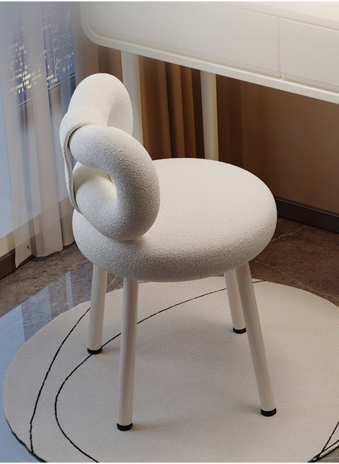 Cream Style High-End Bedroom Back Dressing Chair, Soft Lambskin, Soft Rebound Chair 36*36*67CM