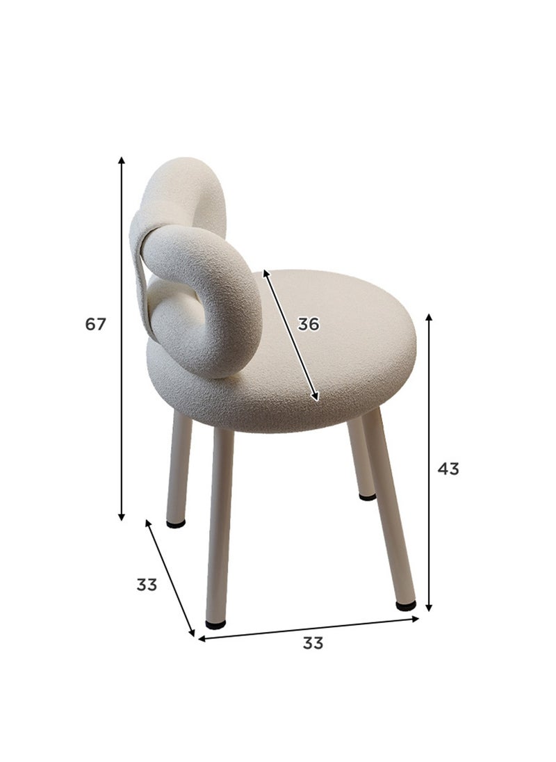 Cream Style High-End Bedroom Back Dressing Chair, Soft Lambskin, Soft Rebound Chair 36*36*67CM