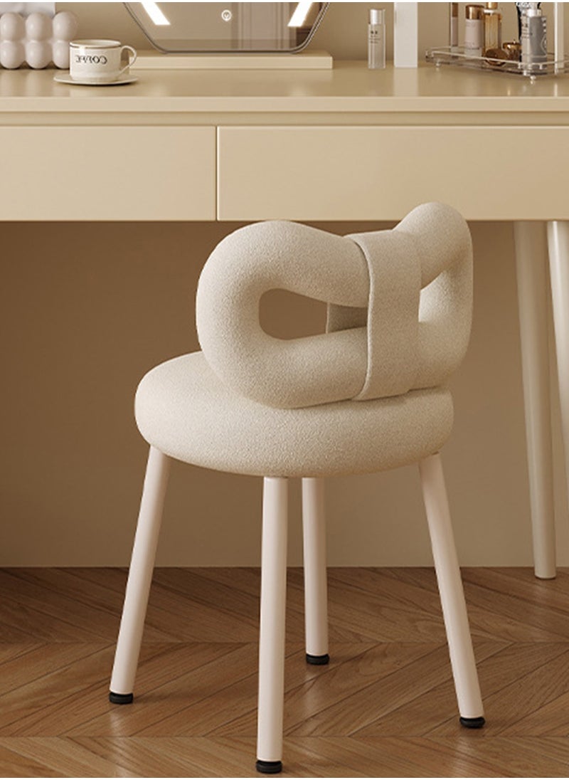 Cream Style High-End Bedroom Back Dressing Chair, Soft Lambskin, Soft Rebound Chair 36*36*67CM