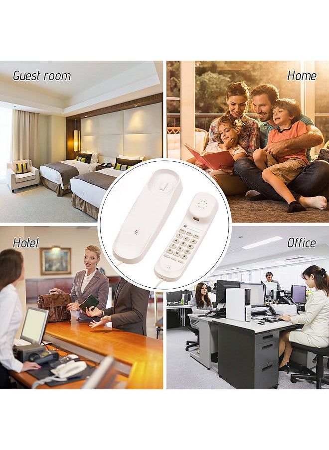 Generic - Mini Desktop Corded Landline Phone Fixed Telephone Wall Mountable Supports Mute/ Pause/Redial Functions for Home Hotel Office Bank Call Center - Image 1