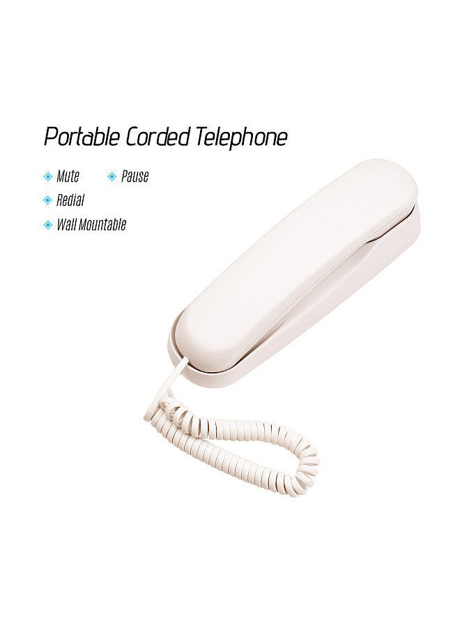 Generic - Mini Desktop Corded Landline Phone Fixed Telephone Wall Mountable Supports Mute/ Pause/Redial Functions for Home Hotel Office Bank Call Center - Image 1