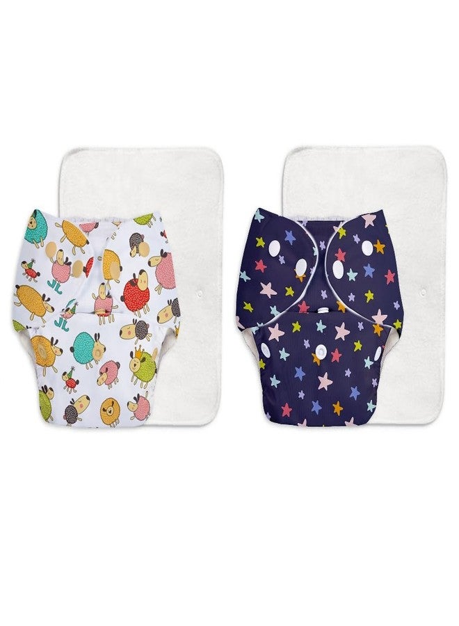 Superbottoms Basic Leakage-proof advanced cloth diapers for babies, High Absorbent 100% cotton 2 reusable diaper and 2 insert pad Combo Pack washable cloth diaper 3M -3Years Adjustable, Reduces Rash - Image 1