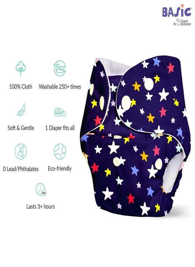 Superbottoms Basic Leakage-proof advanced cloth diapers for babies, High Absorbent 100% cotton 2 reusable diaper and 2 insert pad Combo Pack washable cloth diaper 3M -3Years Adjustable, Reduces Rash - Image 5