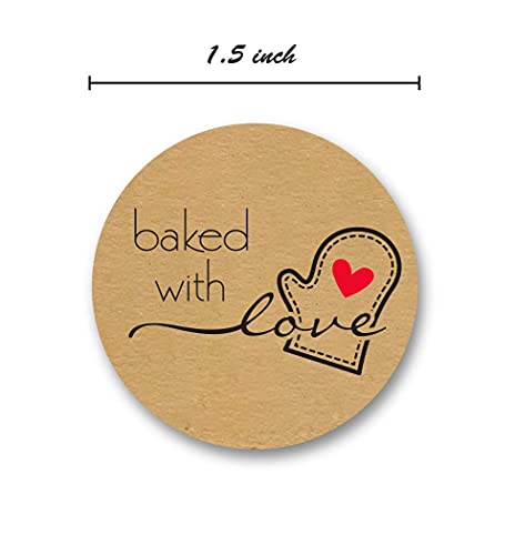 SBlabels 1.5" Round Natural Brown Kraft Baked with Love Stickers / 500 Labels Roll/Homemade with Love Craft Stickers/Made in The USA - Image 4