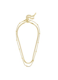 POLICE Hana NecklaceDouble Chain Design with Gold-Plated Balls and Textured Flat Chain, Versatile Stylish Piece by  - Image 1