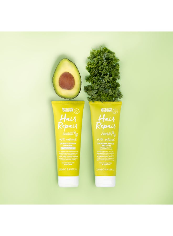 Umberto Giannini Hair Repair Conditioner 250ml – Protein Support for Damaged Hair, Kale & Pomegranate, Reconstructive Balm for Porosity Relief 250ml - Image 3