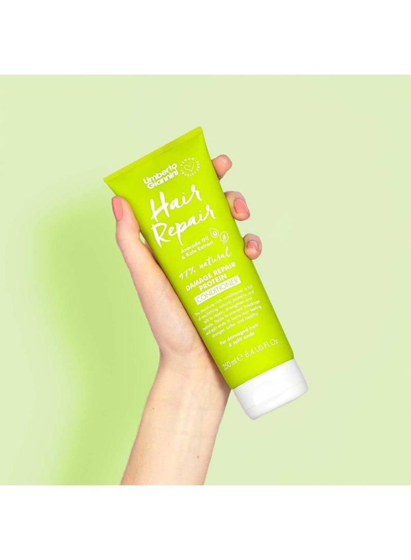 Umberto Giannini Hair Repair Conditioner 250ml – Protein Support for Damaged Hair, Kale & Pomegranate, Reconstructive Balm for Porosity Relief 250ml - Image 5