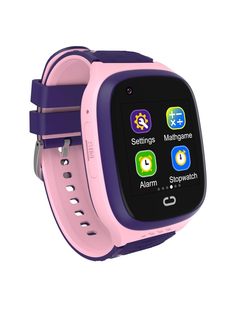 ساعة ذكية للأطفال LT314G، ساعة تحديد المواقع سهلة الاستخدام للأطفال، ساعة معصم ذكية خفيفة الوزن مزودة بخاصية الواي فاي، ساعة مكالمات فيديو قابلة للتعديل للأطفال مزودة بكاميرا، (قطعة واحدة، وردي) - Image 1