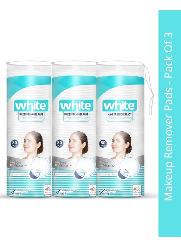 White Makeup Remover Cotton Pads 80 Pcs - Pack Of 3 - Image 1