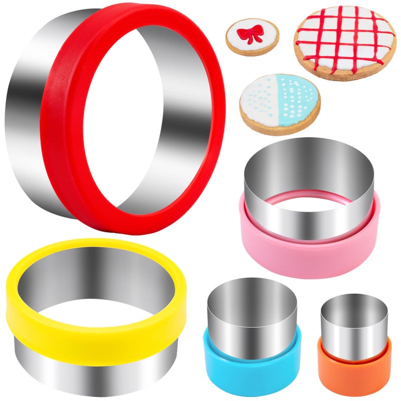 Nifogo Round Circle Cookie Cutter 5 Pcs, Biscuit Cutters, Stainless Steel Sandwich Cutter, 5 Different Sizes for Baking Donut English Muffin Scones - Image 1