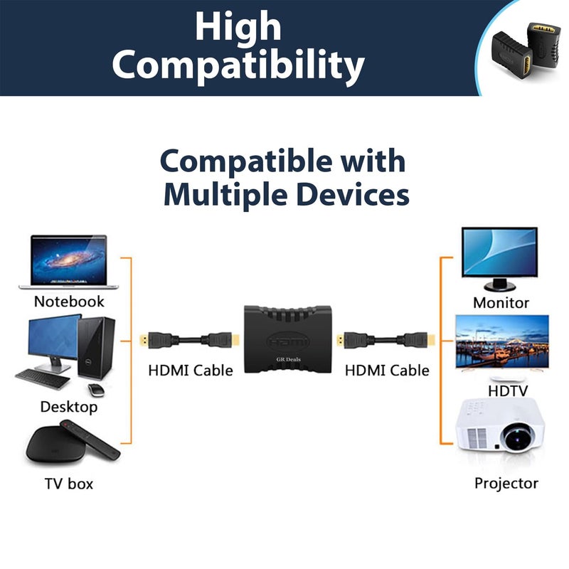GR Deals HDMI Extender Female to Female Coupler Adapter for HDTV, Laptop PC, Projector and etc. (HDMI Female to Female Extender). Black. - Image 3