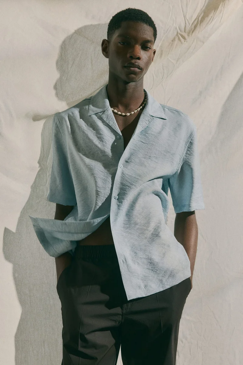 H&M Regular Fit Jacquard-weave resort shirt