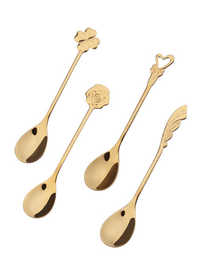 NIBEMINENT 4-Piece Stainless Steel Spoon Gold 12.5cm  - Image 1
