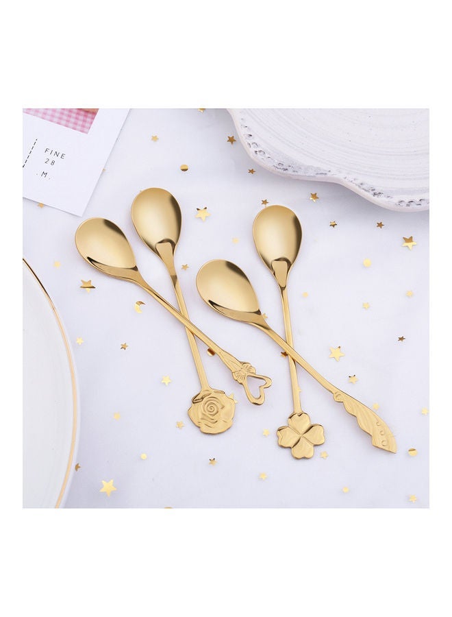 NIBEMINENT 4-Piece Stainless Steel Spoon Gold 12.5cm  - Image 3