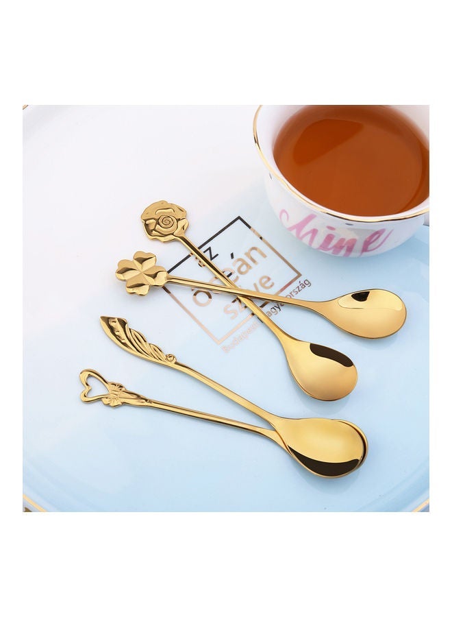 NIBEMINENT 4-Piece Stainless Steel Spoon Gold 12.5cm  - Image 2