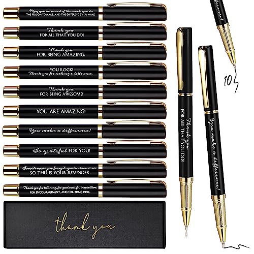 PerKoop 10 Set Thank You Gifts Ballpoint Pens with Gift Boxes Bulk Christmas Appreciation Gifts for Employee Coworker Nurse Teacher Staff Team Member Office Supplies(Black,Mixed) - Image 1