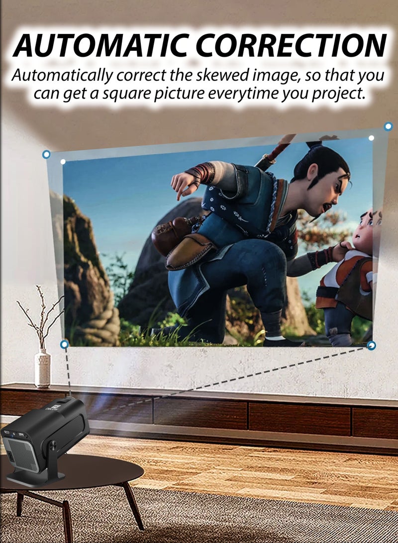 R.VIHAN 390ANSI Lumens HD Smart Projector Android 11 Portable Mini Cinema 130 Inches Screen Display Lamp 4K Home Movie Theater Gaming Video Presentations 180 Degree Rotating Screen Mobile Phone Projection - Image 4