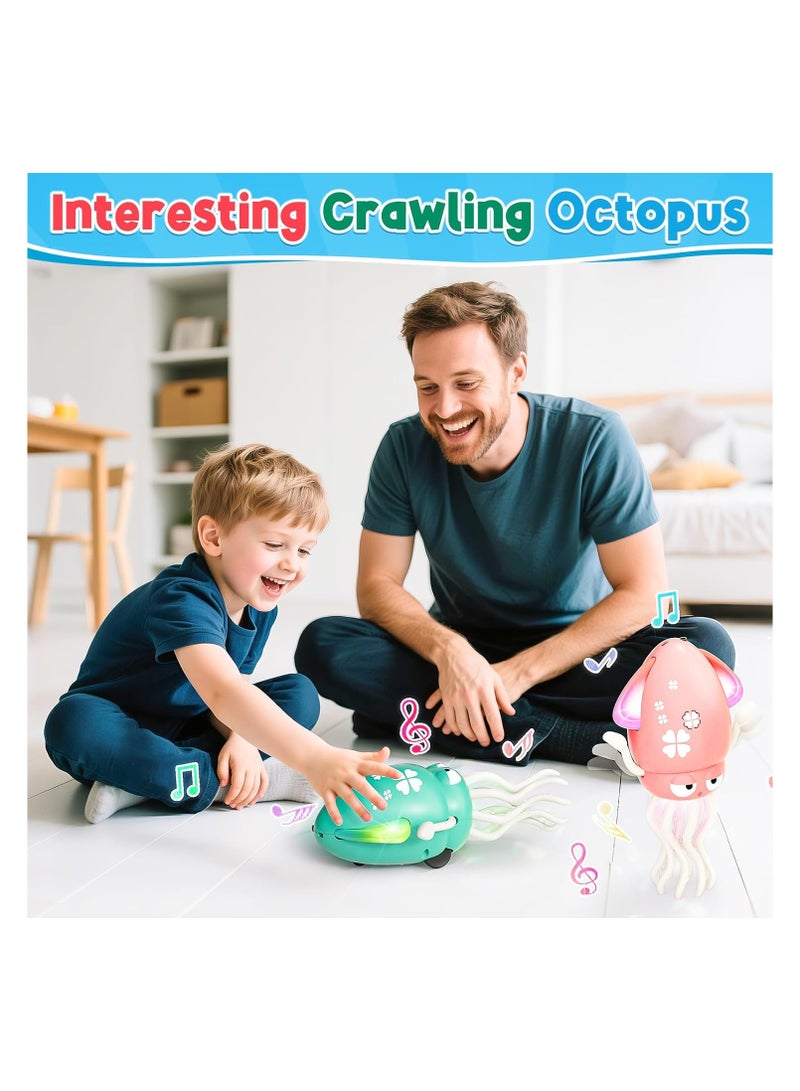 Electric Magic Dancing Octopus Toy, Wiggly Wonder Interactive Fun Octopus, Crawling Dancing Automatic Obstacle Sensor Toys, Wiggly Robotic with Music (Green) - Image 4