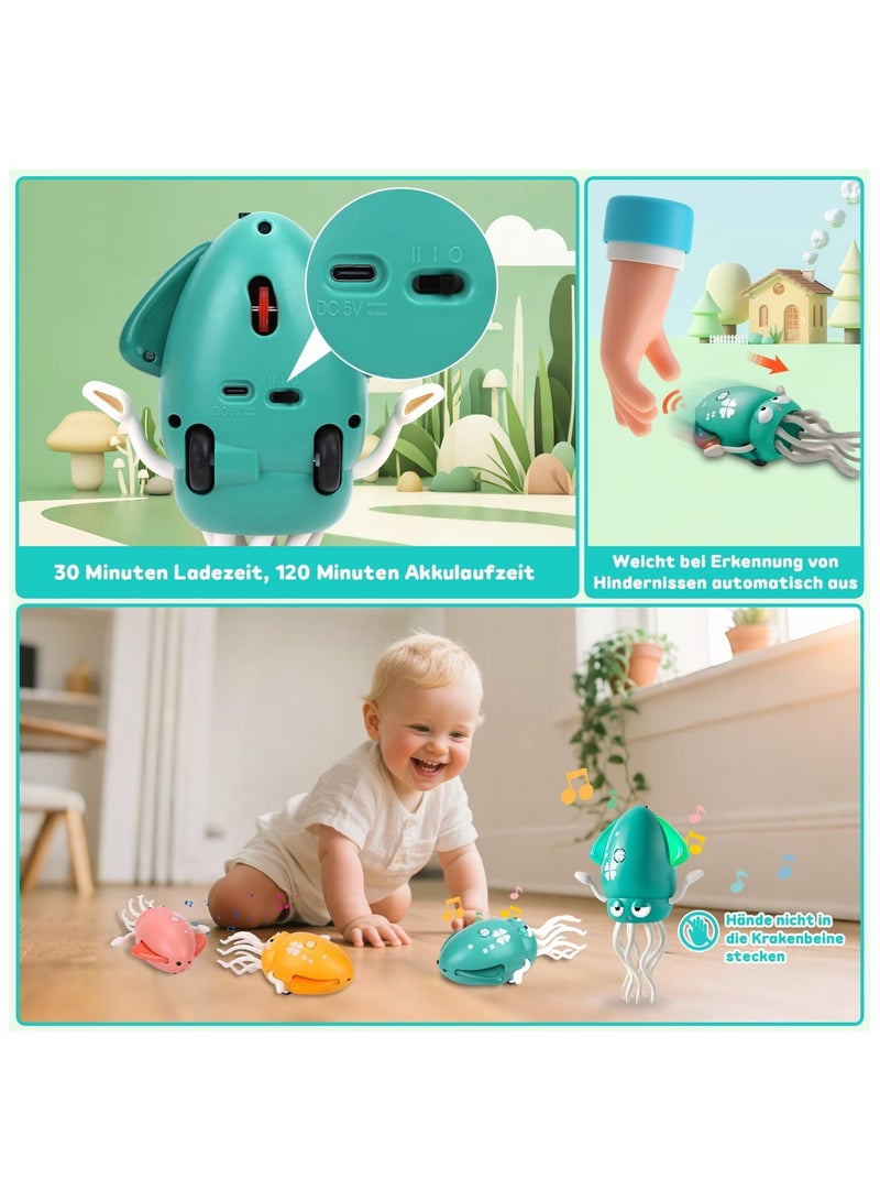 Electric Magic Dancing Octopus Toy, Wiggly Wonder Interactive Fun Octopus, Crawling Dancing Automatic Obstacle Sensor Toys, Wiggly Robotic with Music (Green) - Image 2