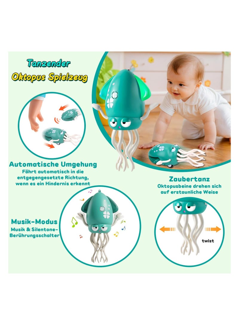 Electric Magic Dancing Octopus Toy, Wiggly Wonder Interactive Fun Octopus, Crawling Dancing Automatic Obstacle Sensor Toys, Wiggly Robotic with Music (Green) - Image 5