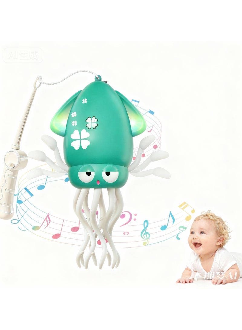 Electric Toy,Magic Dancing Octopus Toy,Wiggly Wonder Interactive Fun Octopus, Crawling Dancing Automatic Obstacle Sensor Toys with Music (Green) - Image 1