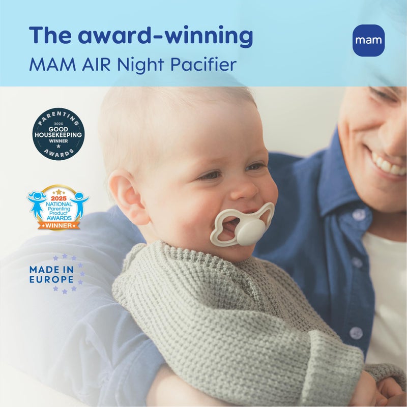 MAM Air Pacifier for Babies 6-16 Months, Extra Air Flow for Sensitive Skin, Glows in The Dark, Developed with Medical Experts, BPA-Free Skin Soft Silicone, 4 Count, Made in Europe - Image 5