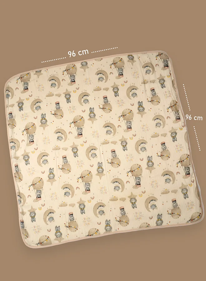 LITTLE SURPRISE BOX Little Surprise Box, Tedddy Stars muslin cotton blanket with 2 matching Napkins for Newborn & Infants
