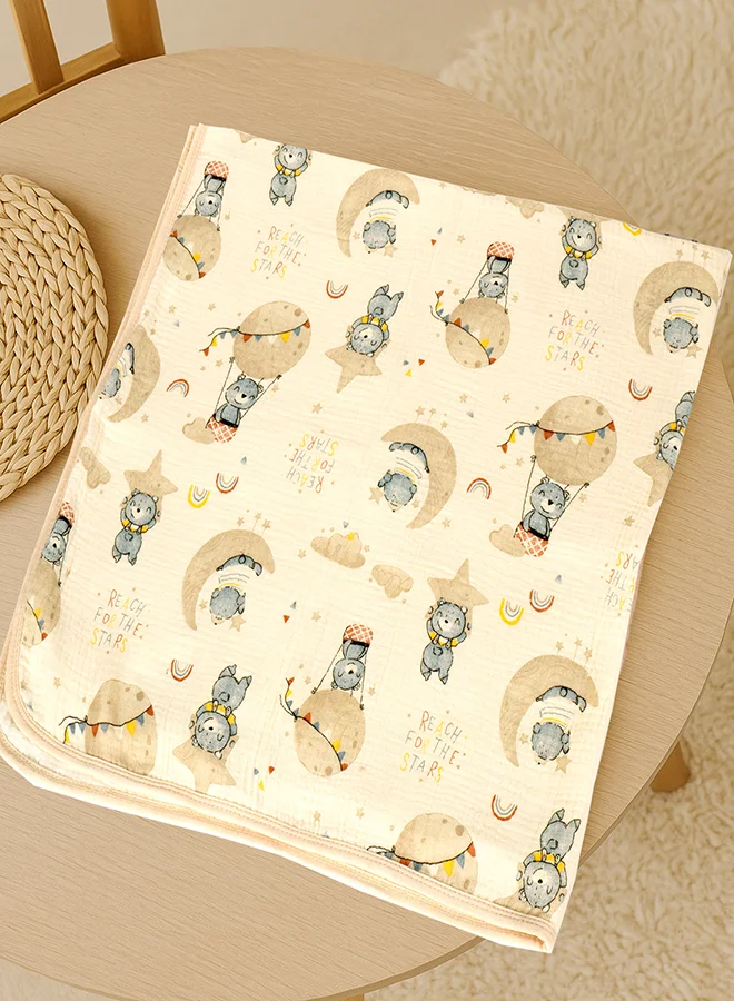 LITTLE SURPRISE BOX Little Surprise Box, Tedddy Stars muslin cotton blanket with 2 matching Napkins for Newborn & Infants