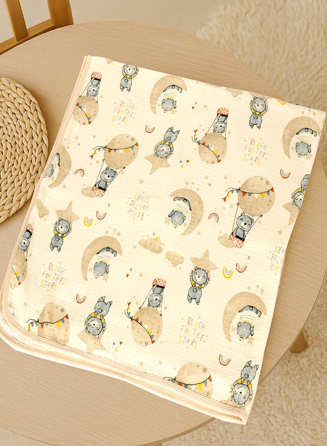 LITTLE SURPRISE BOX Little Surprise Box, Tedddy Stars muslin cotton blanket with 2 matching Napkins for Newborn & Infants - Image 4