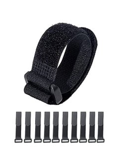 10Pack Hook And Loop Cable Straps Black 1"X 8" Self-Adhesive Nylon Straps Cable/Securing Straps With Buckles Adjustable Reusable Cinch Straps Cord Organizer (1"X8")