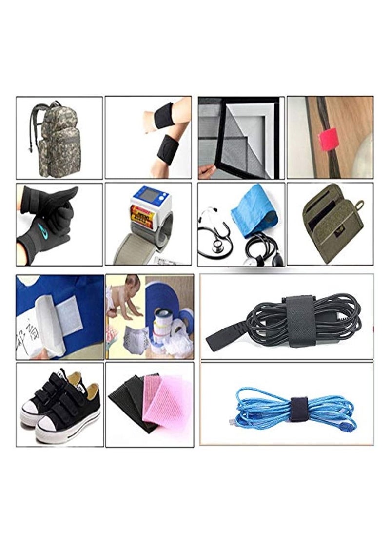 OIMG - 10Pack Hook And Loop Cable Straps Black 1"X 8" Self-Adhesive Nylon Straps Cable/Securing Straps With Buckles Adjustable Reusable Cinch Straps Cord Organizer (1"X8") - Image 1