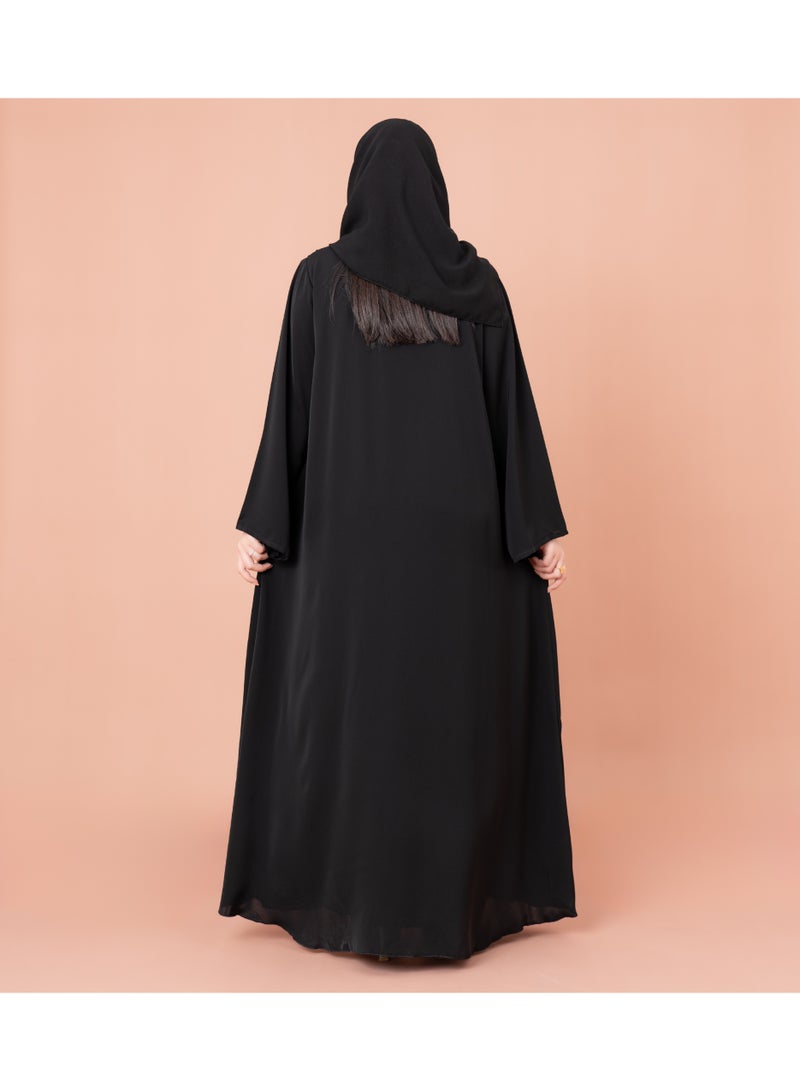 IKKXA Casual Pleated Abaya AIK061 Black - Image 4