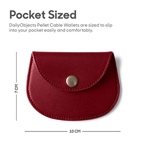 DailyObjects Pellet Cable/Coin Wallet | Multipurpose Real Leather Wallet/Clip Organiser/Cable Holder/Coin Wallet | (Red & Green) - Set of 2 - Image 5