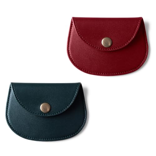 DailyObjects Pellet Cable/Coin Wallet | Multipurpose Real Leather Wallet/Clip Organiser/Cable Holder/Coin Wallet | (Red & Green) - Set of 2 - Image 1
