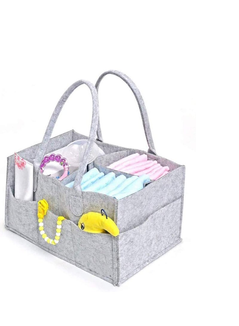 SOLARAE Diaper Caddy Organiser Portable Felt Diaper Nappy Toys Storage Bag Nursery Nappy Changing Organiser for Mom Newborn Kids Baby Diaper Caddy Baby Wipes Bag - Image 2