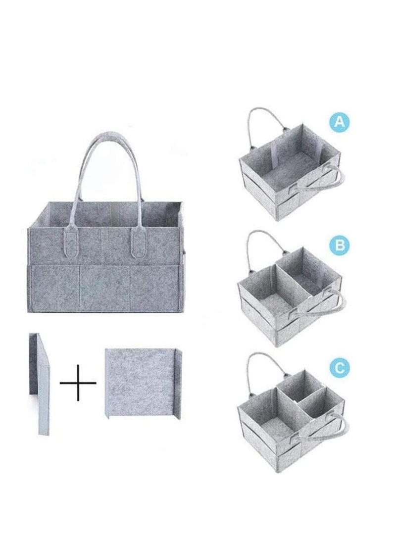 SOLARAE Diaper Caddy Organiser Portable Felt Diaper Nappy Toys Storage Bag Nursery Nappy Changing Organiser for Mom Newborn Kids Baby Diaper Caddy Baby Wipes Bag - Image 3