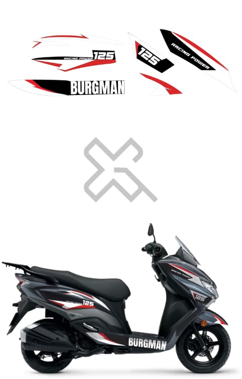 Grayfixx Racing Power Edition Sticker for Burgman Street 125 | Printed in Premium Gloss Vinyl with FPF(Fade Protection Film), Water Proof, Precut Sticker, Pack of 1 for Both Side-Self-Adhesive - Image 3