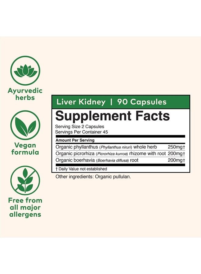 Organic India Liver Kidney Herbal Supplement - Detoxify & Rejuvenate, Supports Healthy Liver & Kidney Function, Vegan, Gluten-Free, Kosher, USDA Certified Organic, Non-GMO - 90 Capsules - Image 4