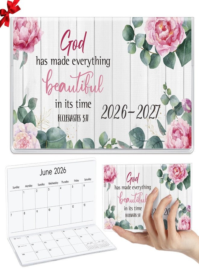 ReliThick 7" x 6.5" 2026-2027 Pocket Calendar for Purse Small Monthly Planner Notebook PVC Cover Pocket Calendar Notepads Appreciation Present Gift for Women Mom Friends Teacher(Bible Flowers) - Image 2