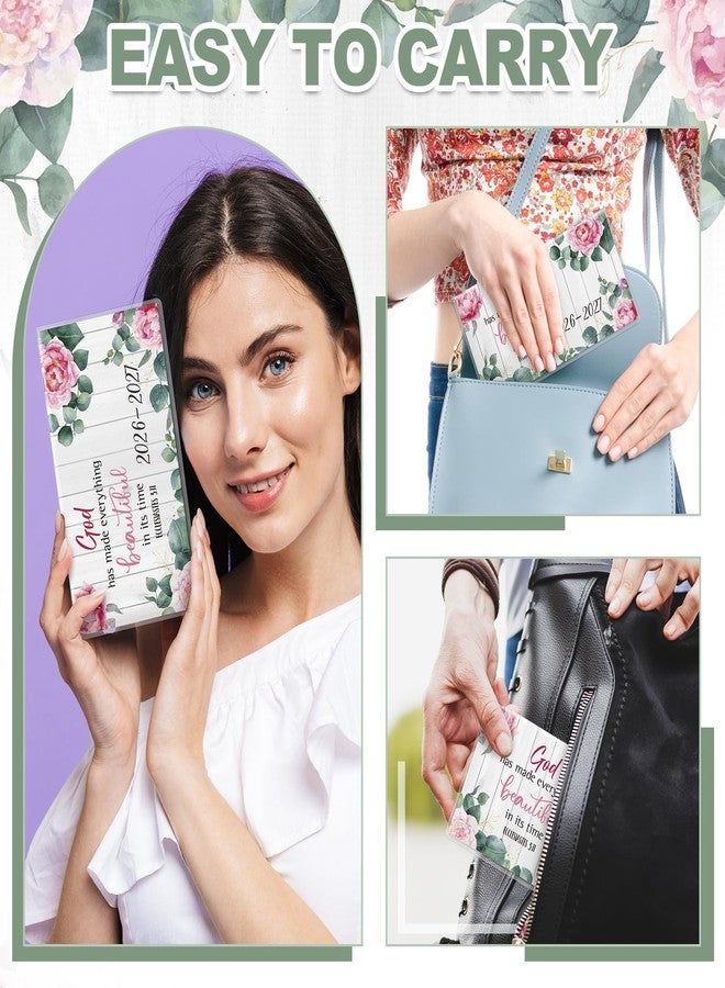 ReliThick 7" x 6.5" 2026-2027 Pocket Calendar for Purse Small Monthly Planner Notebook PVC Cover Pocket Calendar Notepads Appreciation Present Gift for Women Mom Friends Teacher(Bible Flowers) - Image 3