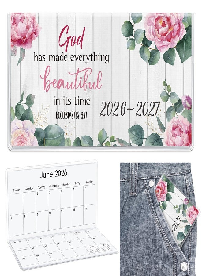 ReliThick 7" x 6.5" 2026-2027 Pocket Calendar for Purse Small Monthly Planner Notebook PVC Cover Pocket Calendar Notepads Appreciation Present Gift for Women Mom Friends Teacher(Bible Flowers) - Image 1
