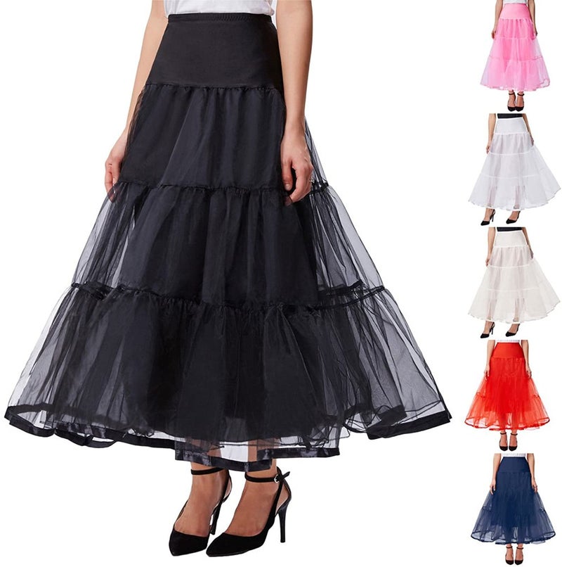 PINK WINGS Women's Ankle Length Cancan Underskirt Petticoats Hardnet (X-Large, Black) - Image 5