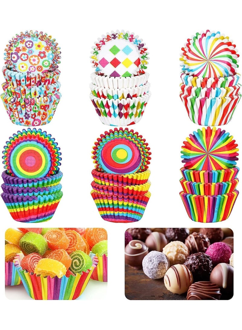 60-Piece Standard Size Rainbow Paper Cupcake Cups – Heat-Resistant Baking Molds for Oven & Microwave – Colorful Cupcake Liners for Wedding Favors and Birthday Cakes – Essential Decorating Supplies for Candy Toppers and Chocolate Displays. - Image 1
