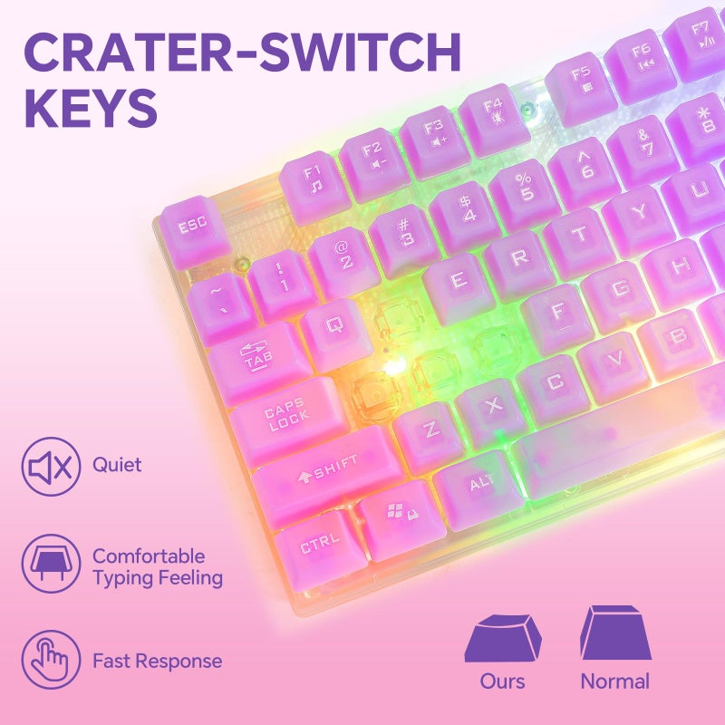 CHONCHOW LED Gaming Keyboad and Mouse Combo, Transparent RGB Rainbow Backlit Keyboard, 104 Keys Anti-ghosting USB Wired Silent Keyboard, 7 Color RGB Gaming Mouse for PC Laptop Xbox PS4 Gamers and Work - Image 4