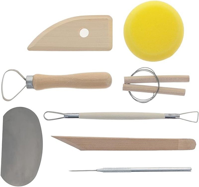 SE Pottery and Clay Carving Tool Set with Wooden Handles Pottery Kit for Beginners Clay Sculpting Set of 8 Pcs 4PT8 - Image 4