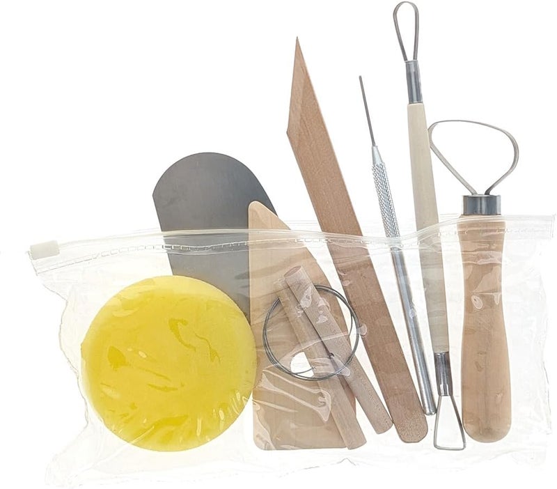 SE Pottery and Clay Carving Tool Set with Wooden Handles Pottery Kit for Beginners Clay Sculpting Set of 8 Pcs 4PT8 - Image 5